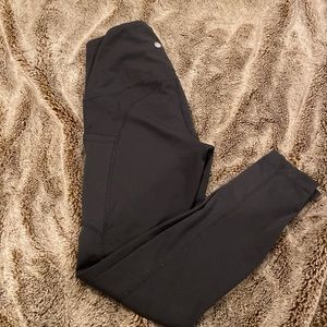 Yogalicious Lux Leggings High Rise Side Pockets Cropped Olive Green XS